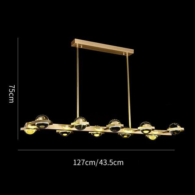 Lustre moderne luxe circulaire en cuivre et cristal Pryccilia