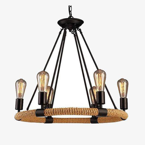 Lustre rustique avec corde et bras métaliques