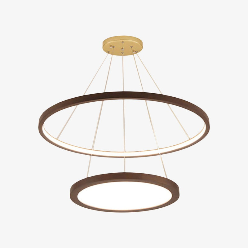 Lustre scandinave avec 2 anneaux lumineux en bois Arya
