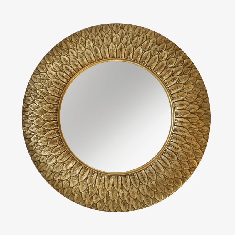 Miroir mural décoratif rond doré 75cm Flowers