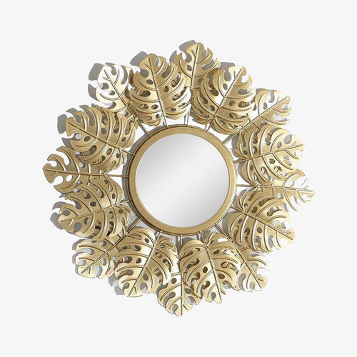Miroir mural rond doré décoratif style soleil