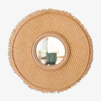 Miroir mural rond en rotin Literature