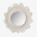 Miroir mural rond en tissu beige Bohemian