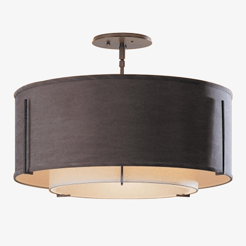 Plafonnier cercle en tissu bicolore