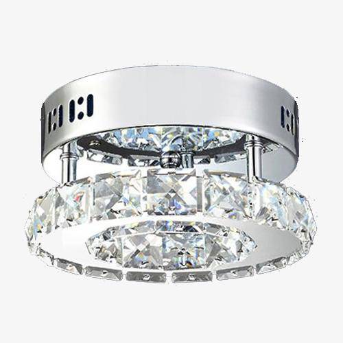 Plafonnier chromé LED en cristal rond Simple
