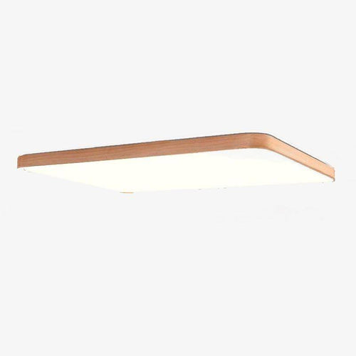Plafonnier LED rectangle à bordure arrondie en bois