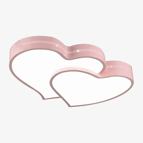 Plafonnier enfant LED double coeur pour fille (rose ou blanc)