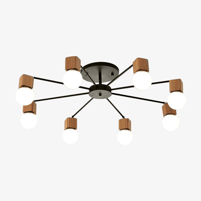 Plafonnier LED en bois et métal à une ou plusieurs lampes