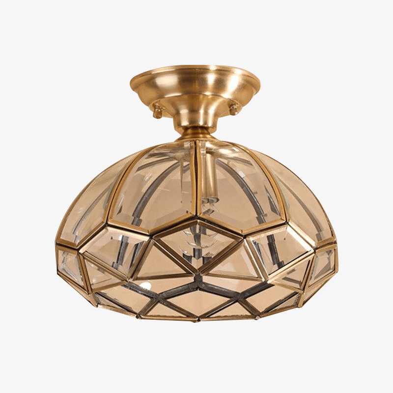 Plafonnier LED rustique doré en verre Sgrow - vue 2 sur 6