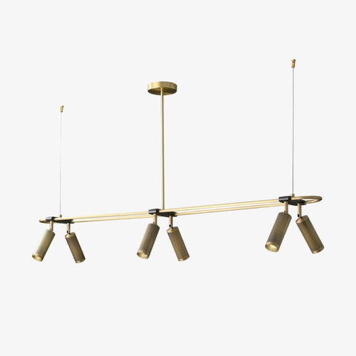 Plafonnier moderne LED base rectangulaire et spots dorés Mael