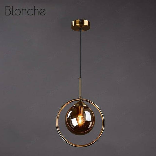 Suspension design boule en verre fumé Hang