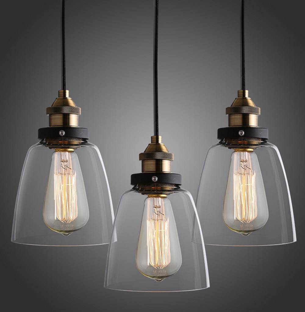 Suspension LED avec abat-jour en verre vintage - vue 3 sur 6