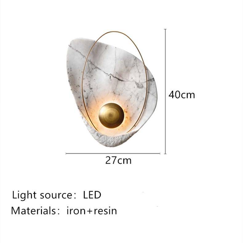 Applique murale design LED style marbre avec anneau doré
