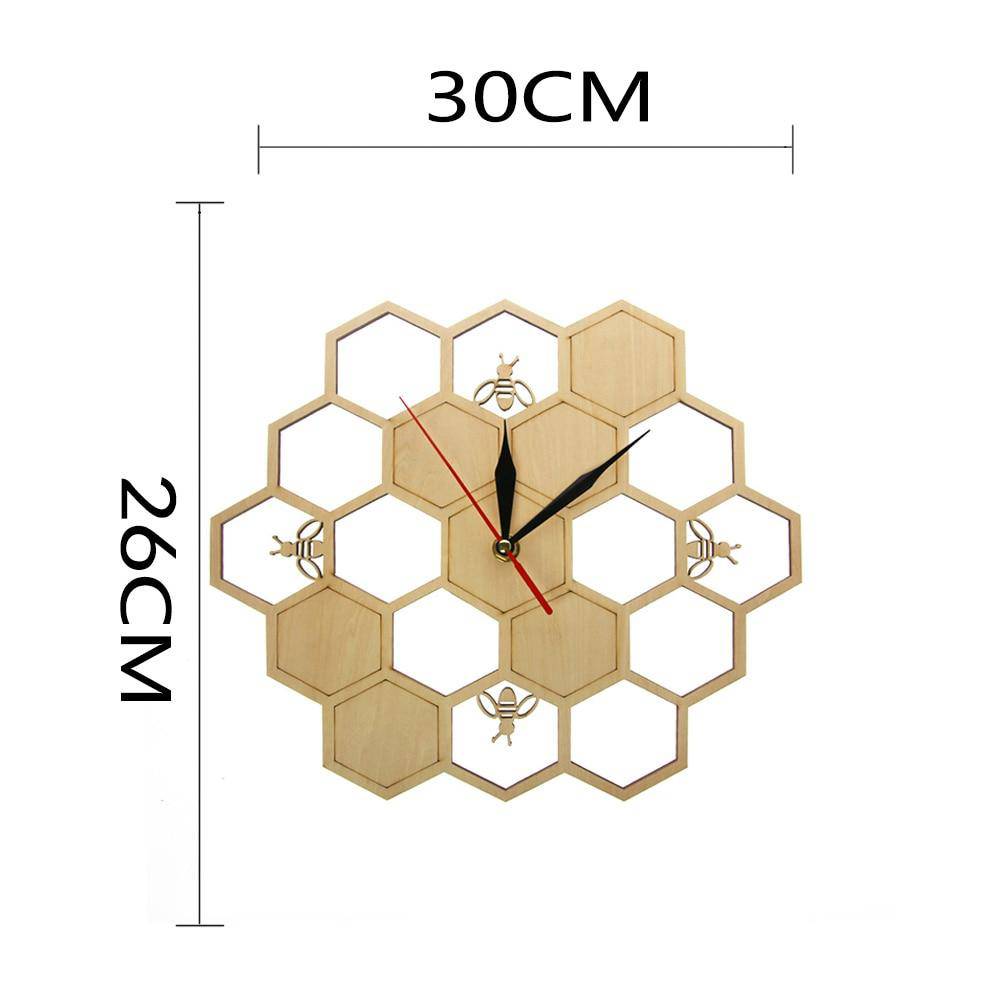 Horloge murale en bois avec alvéoles et abeilles 30cm - vue 5 sur 5
