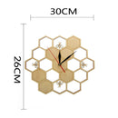 Horloge murale en bois avec alvéoles et abeilles 30cm