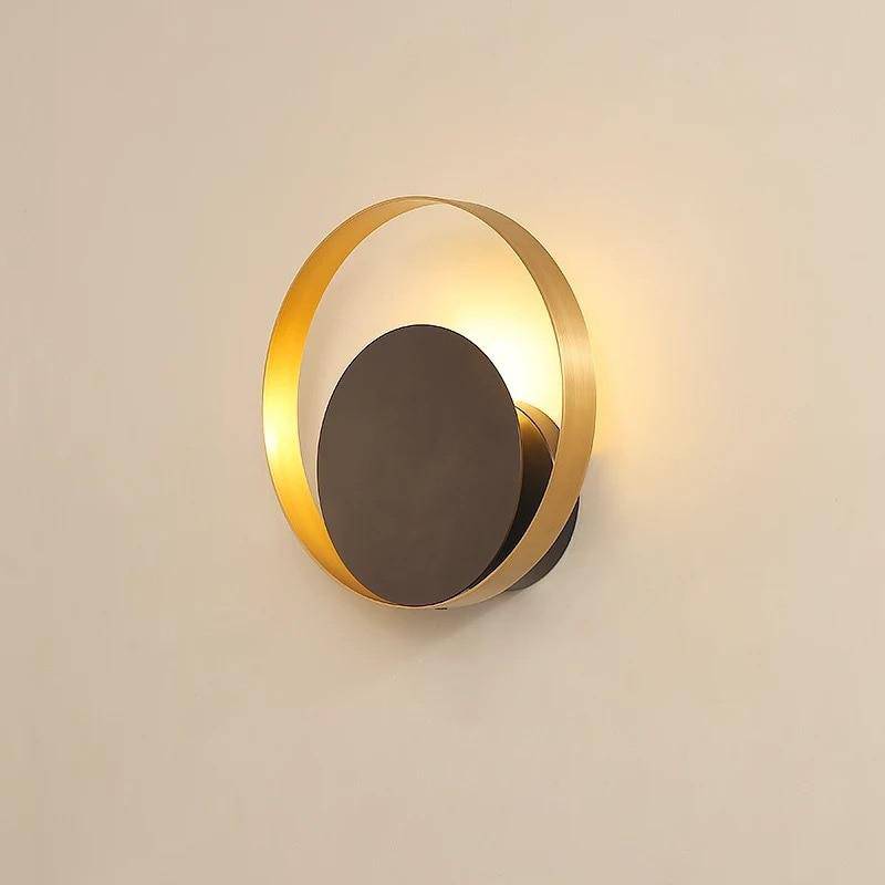 Applique design LED rond et cercles raffinés doré et noir Art - vue 5 sur 7