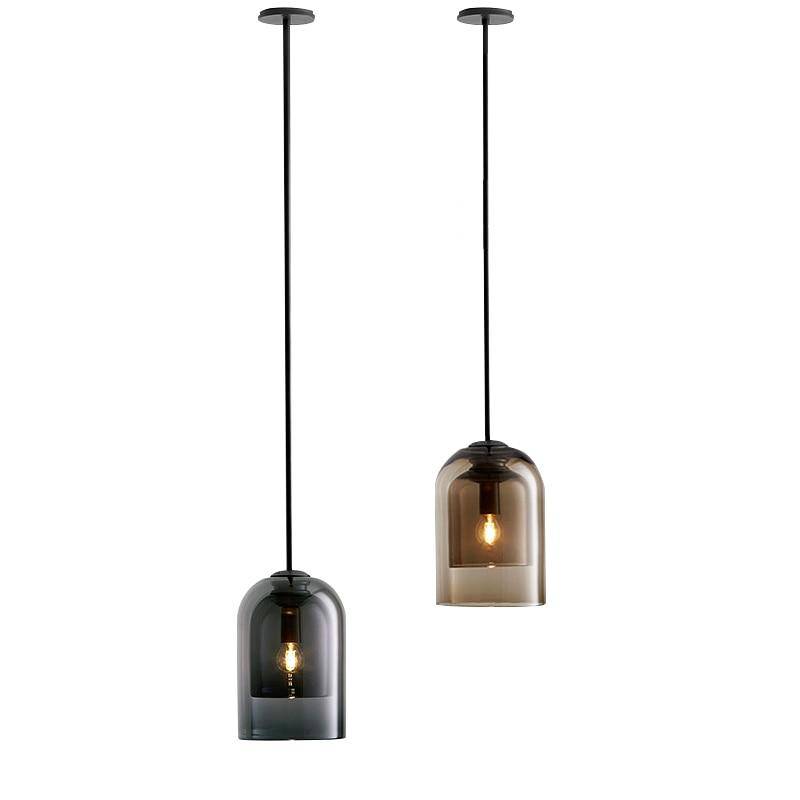 Suspension design tube arrondi en verre fumé - vue 9 sur 9