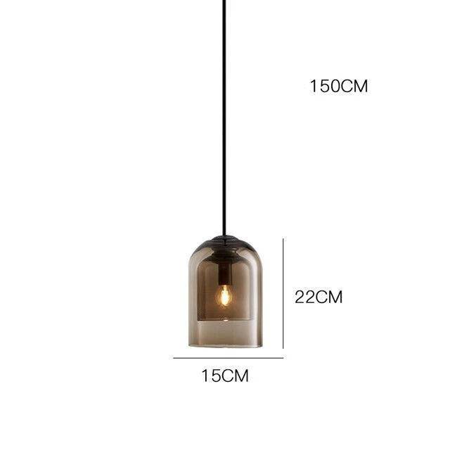 Suspension design tube arrondi en verre fumé - vue 7 sur 9