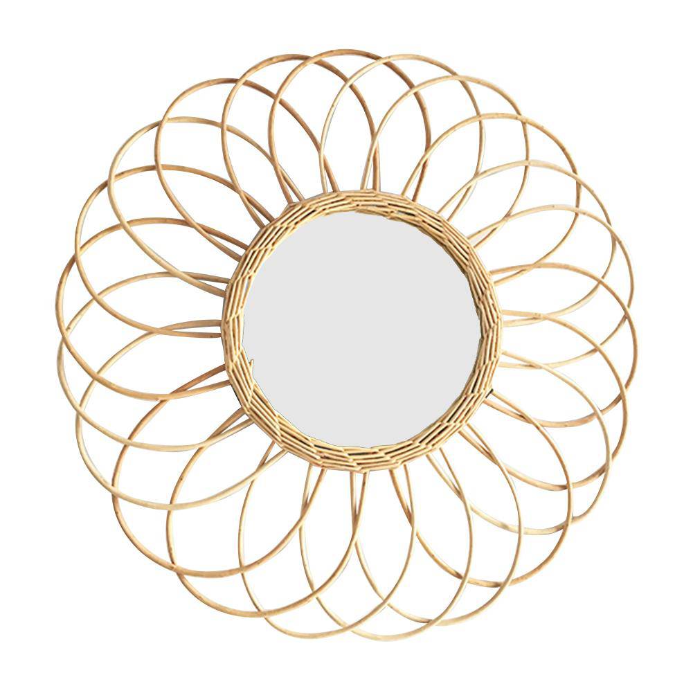 Miroir mural rond en rotin en forme de rosace Macrame - vue 5 sur 6