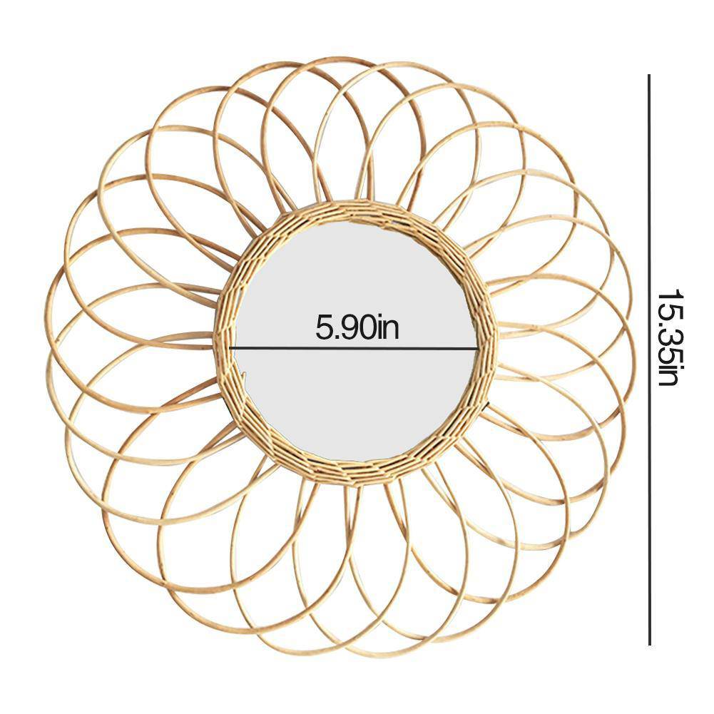 Miroir mural rond en rotin en forme de rosace Macrame - vue 6 sur 6