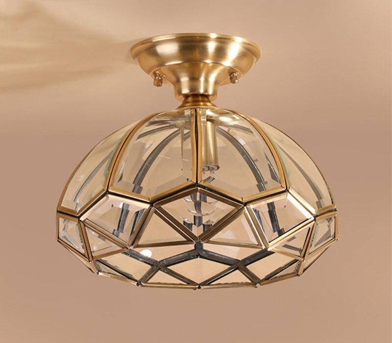 Plafonnier LED rustique doré en verre Sgrow - vue 5 sur 6