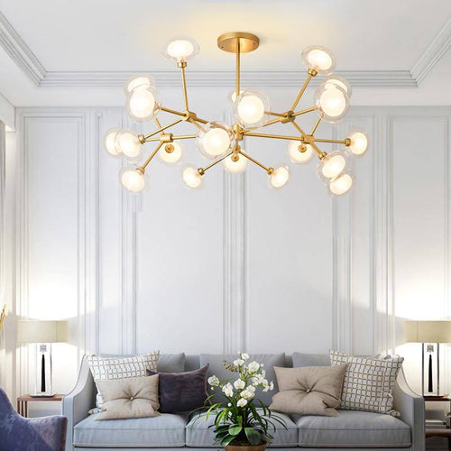 Lustre LED design branches et lampes en verre Lighting