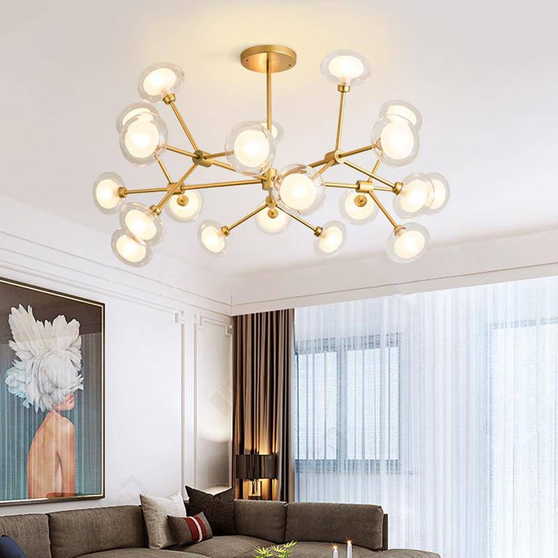 Lustre LED design branches et lampes en verre Lighting - vue 6 sur 5