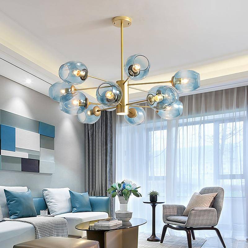 Lustre design avec branches et boules en verres Ball - vue 4 sur 17