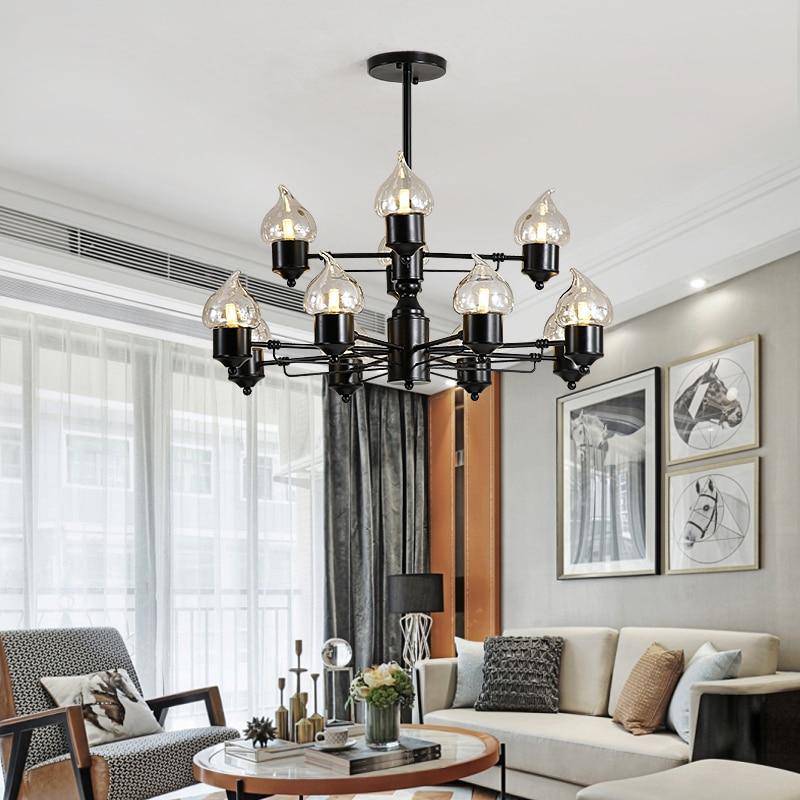 Lustre design à lampes bougies moderne - vue 4 sur 9