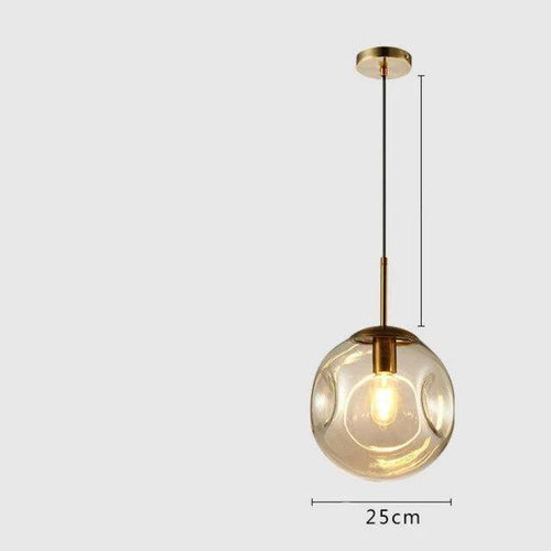 Suspension design boule déformées en verre fumé Ball