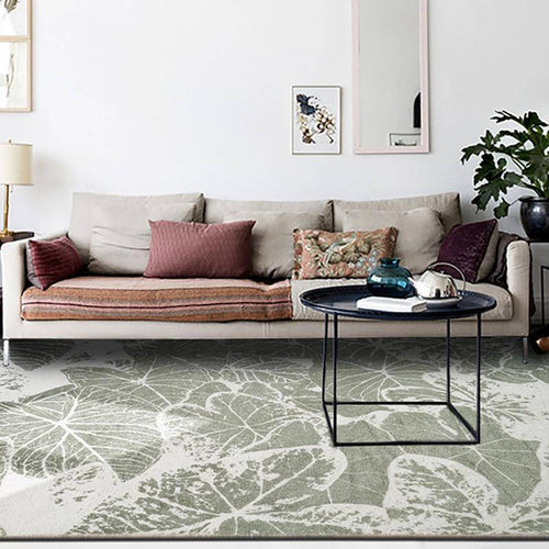 Tapis rectangle design dessins de feuilles colorés Soft