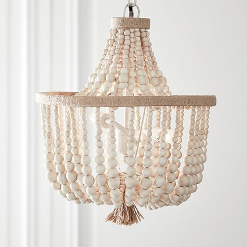 Lustre scandinave style corbeille avec perles enfilées Brunissende