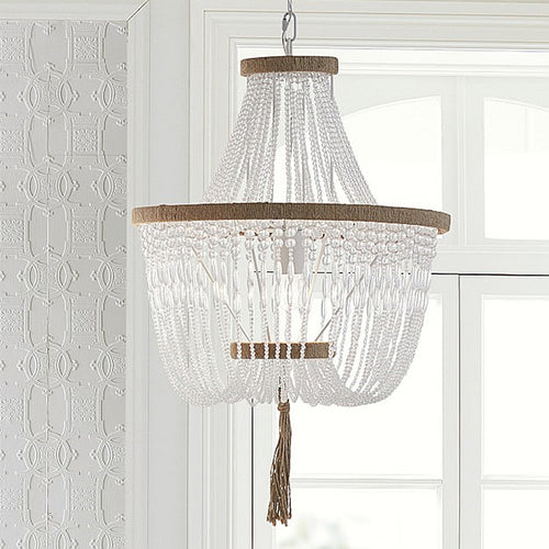 Lustre scandinave style corbeille avec perles enfilées Brunissende