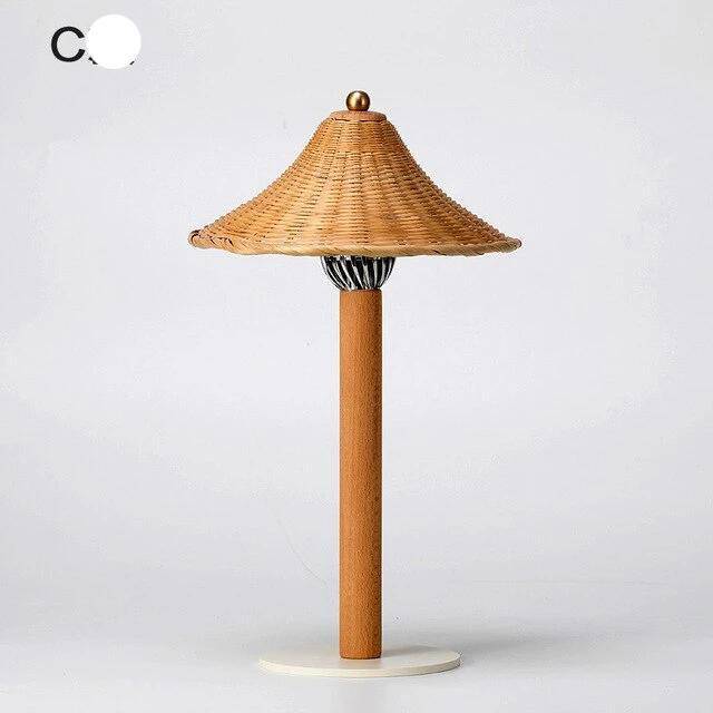 Lampe à poser LED avec abat-jour en rotin de plusieurs formes - vue 9 sur 9