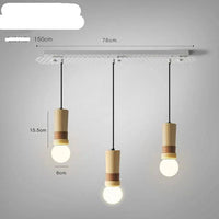 Suspension LED de formes cylindriques en bois avec bracelet simili cuir