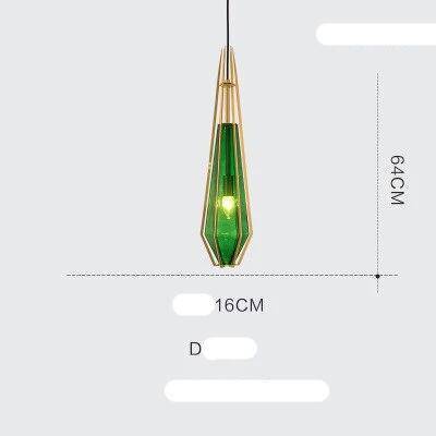 Suspension design à LED en verre et cage dorées