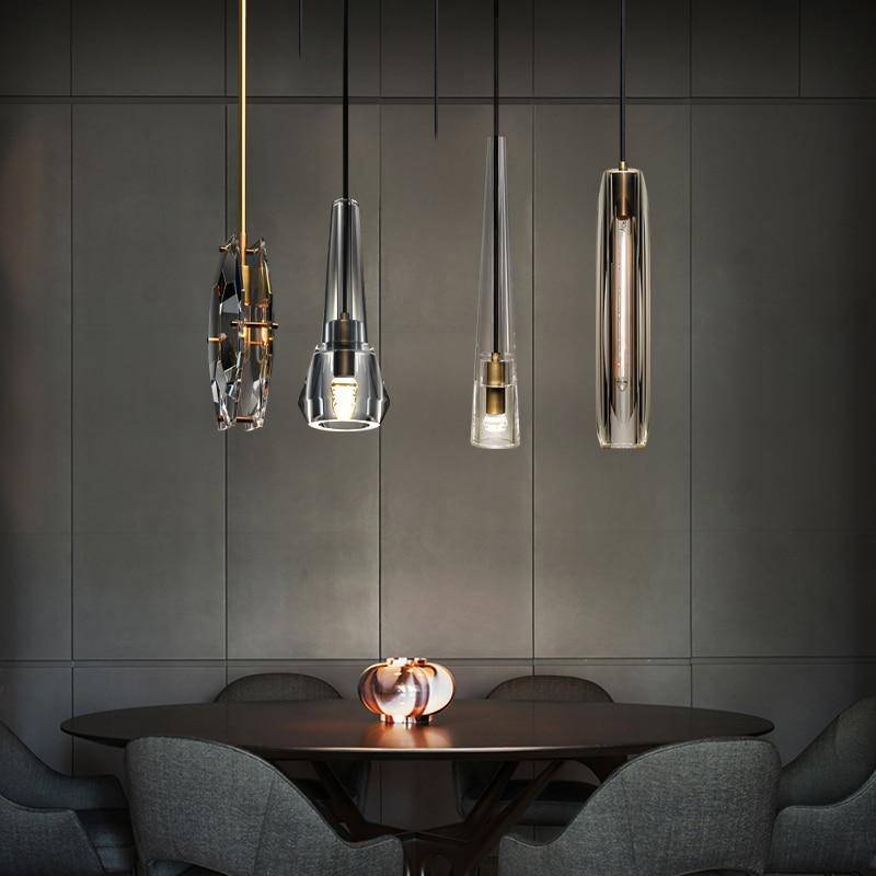 Suspension design en verre fumé cristal à LED Luxury - vue 3 sur 4