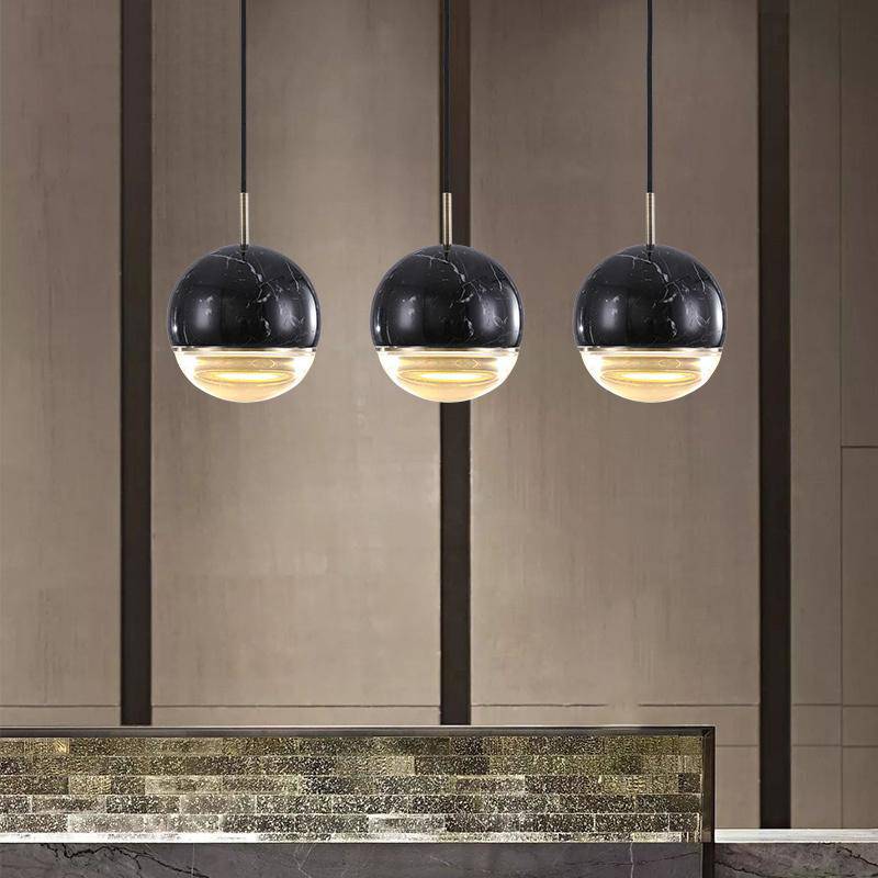 Suspension design LED boule style marbre coloré Art - vue 5 sur 10