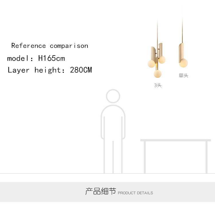 Suspension design à LED doré avec boules Brass