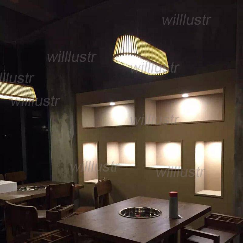 Lustre LED long avec barres en bambou - vue 6 sur 6