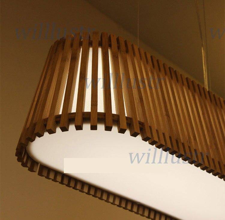 Lustre LED long avec barres en bambou - vue 7 sur 6