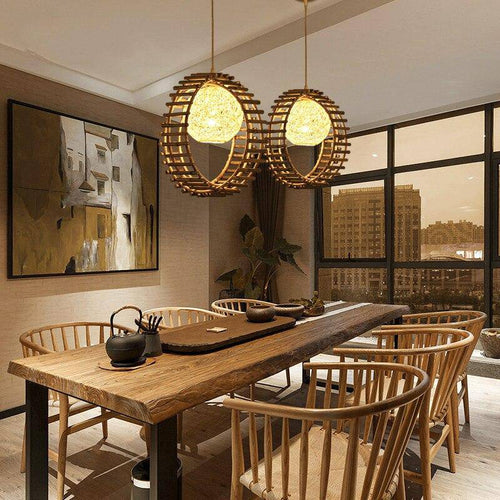 Suspension boule rail en bambou Nordic