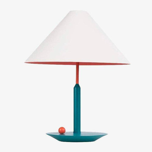 Lampe à poser moderne LED avec abat-jour conique blanc