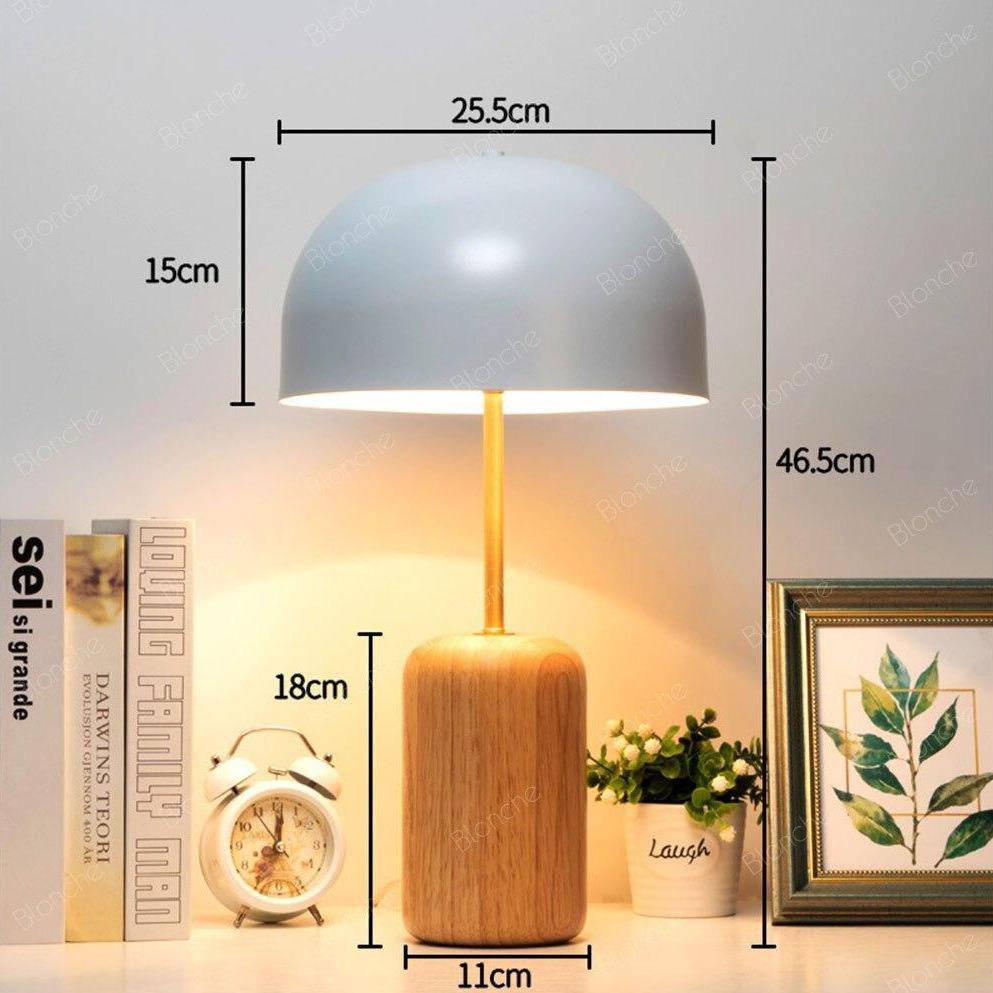Lampe à poser LED en bois avec abat-jour arrondi blanc - vue 6 sur 5