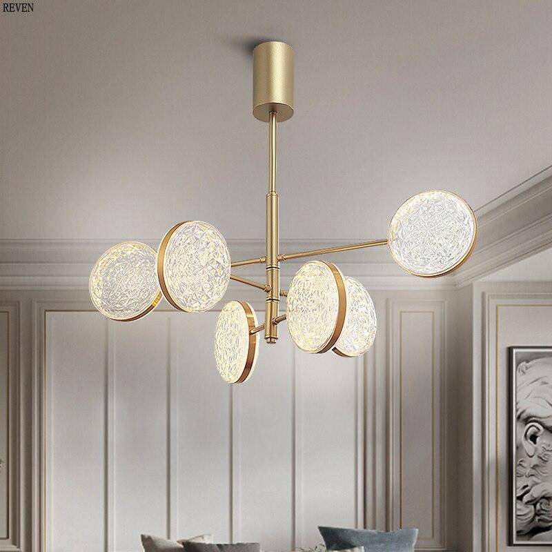 Lustre design doré à branches et lampes Luxury - vue 3 sur 5