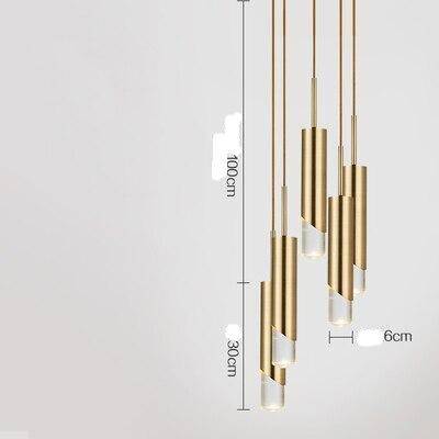 LED-Design-Pendelleuchte mit Zylinder aus Metall im Luxury-Stil
