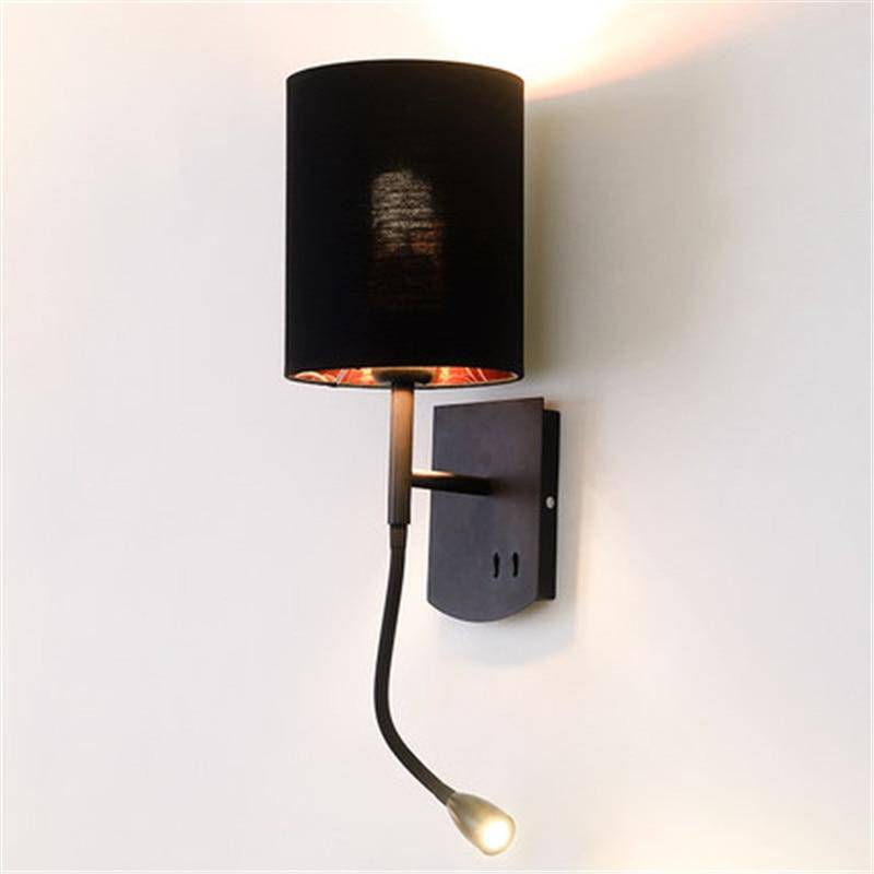 Applique murale LED vintage avec abat-jour et liseuse