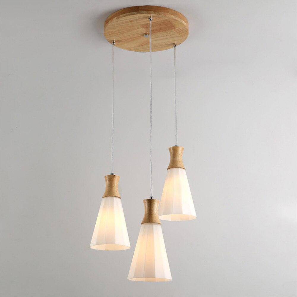 Suspension design en cône en bois à LED style japonais - vue 3 sur 7