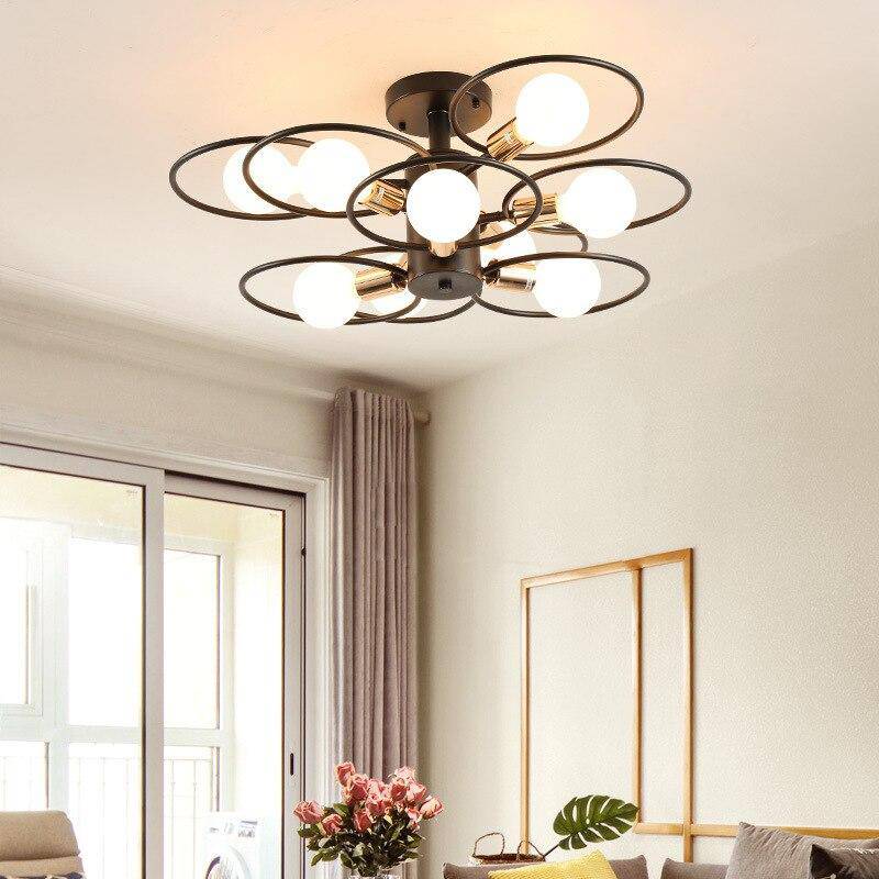Plafonnier LED avec plusieurs cercles en métal
