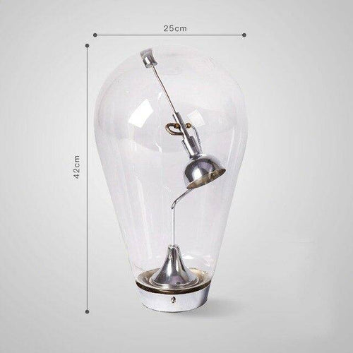 Lampe à poser design à LED chromé dans ampoule en verre